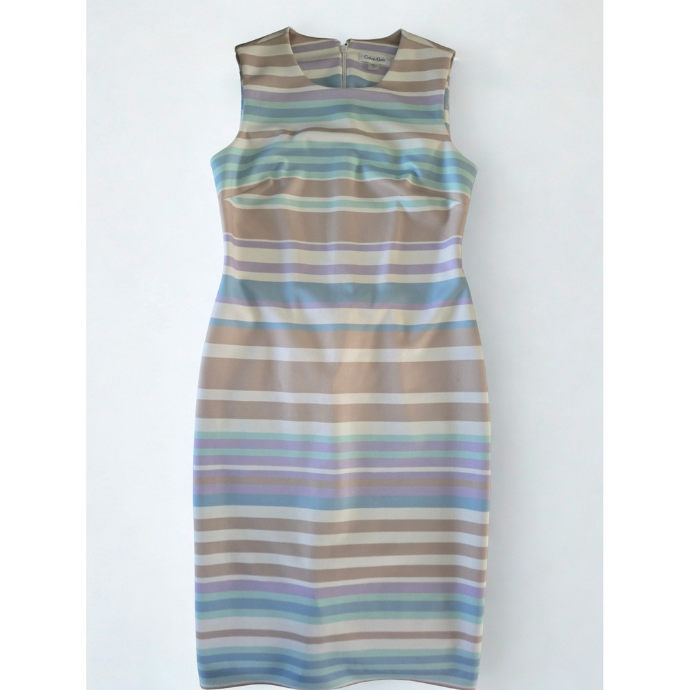 Calvin Klein Multi-Color Striped Sheath Dress